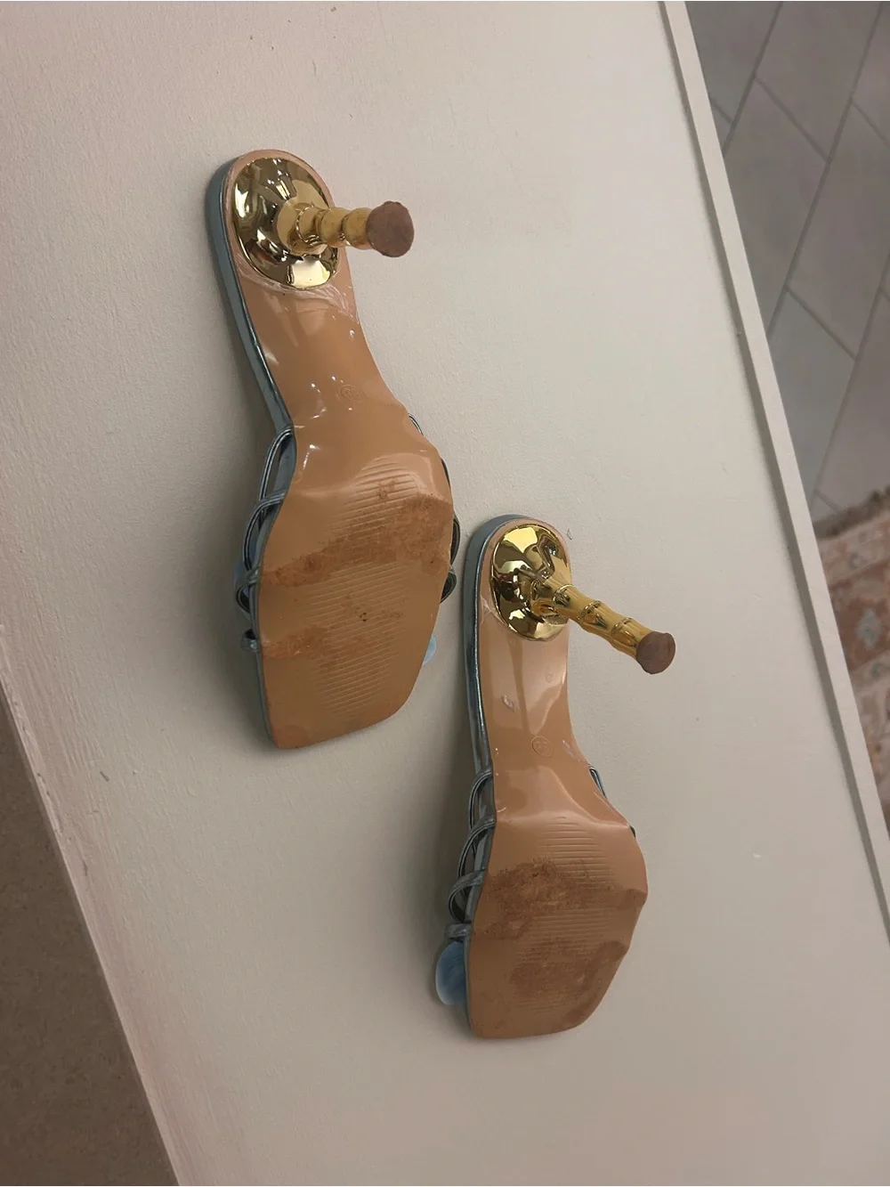 Blue Floral Slip-On Heeled Mules with Decorative Orchid Accent 39/8-8.5 - Picture 3 of 7